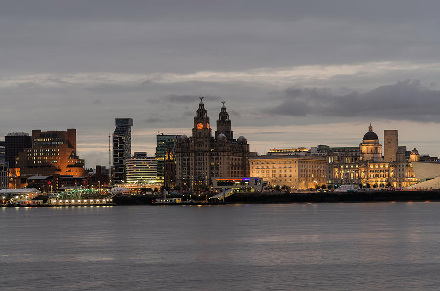 Liverpool Waterfront at Night Photograph by Spikey Mouse Photography