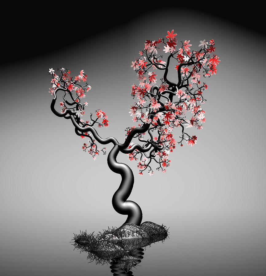 Tree Digital Art - Geometric Tree In Water 1 by GuoJun Pan