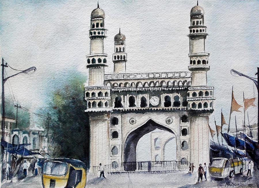Charminar Painting - Living History Charminar Hyderabad by Mrutyunjaya Dash