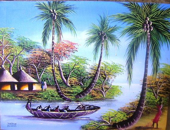 Cultural Painting - Living In Beside The Lake by Joseph Muchina