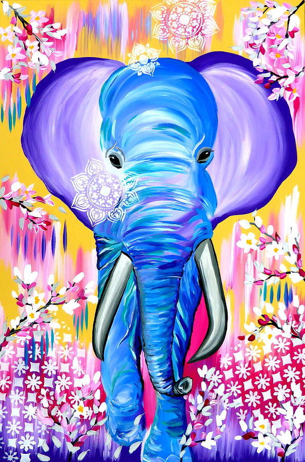 Elephant Painting - Living Large by Cathy Jacobs