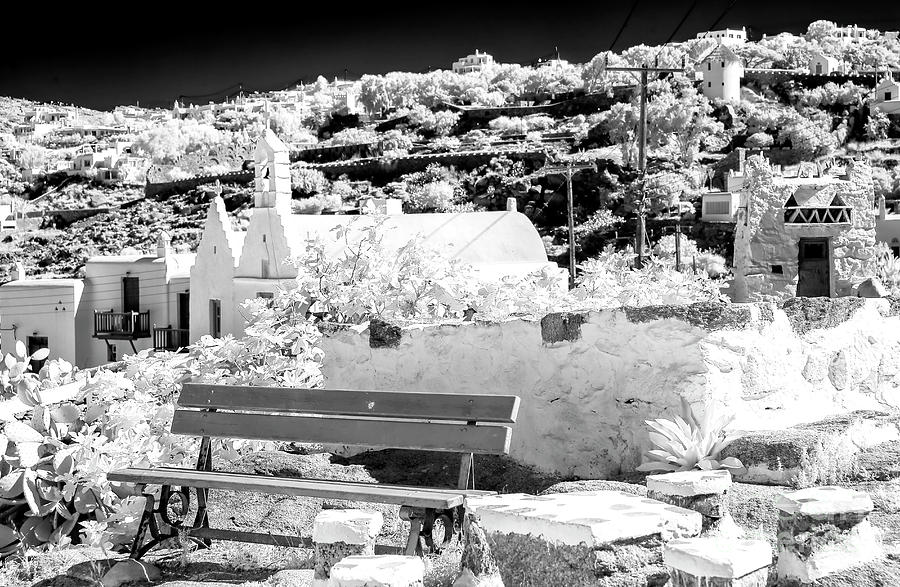 Living on the Island of Mykonos Infrared Photograph by John Rizzuto