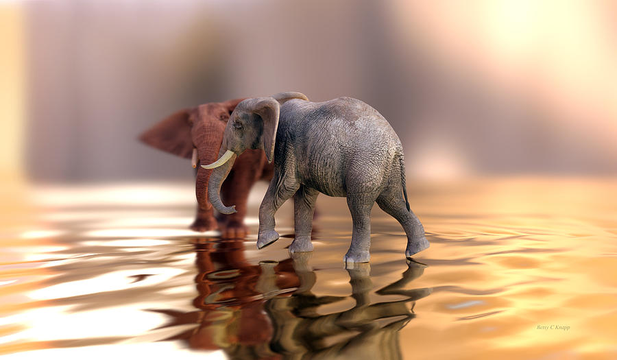 Elephant Digital Art - Living Shadow by Betsy Knapp