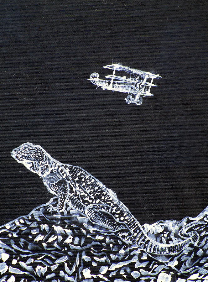 Lizard And The Red Baron Painting by Fabrizio Cassetta