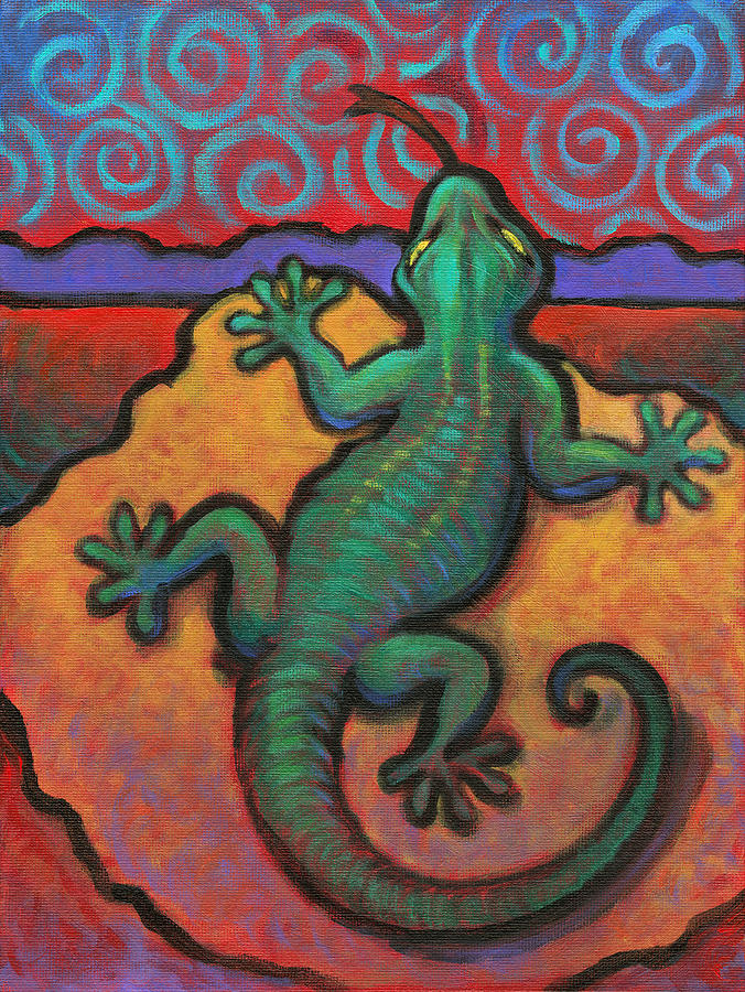 Lizard Painting by Linda Ruiz-Lozito