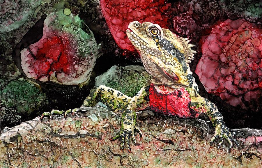Lizard on an Asteroid Painting by Tammy Crawford