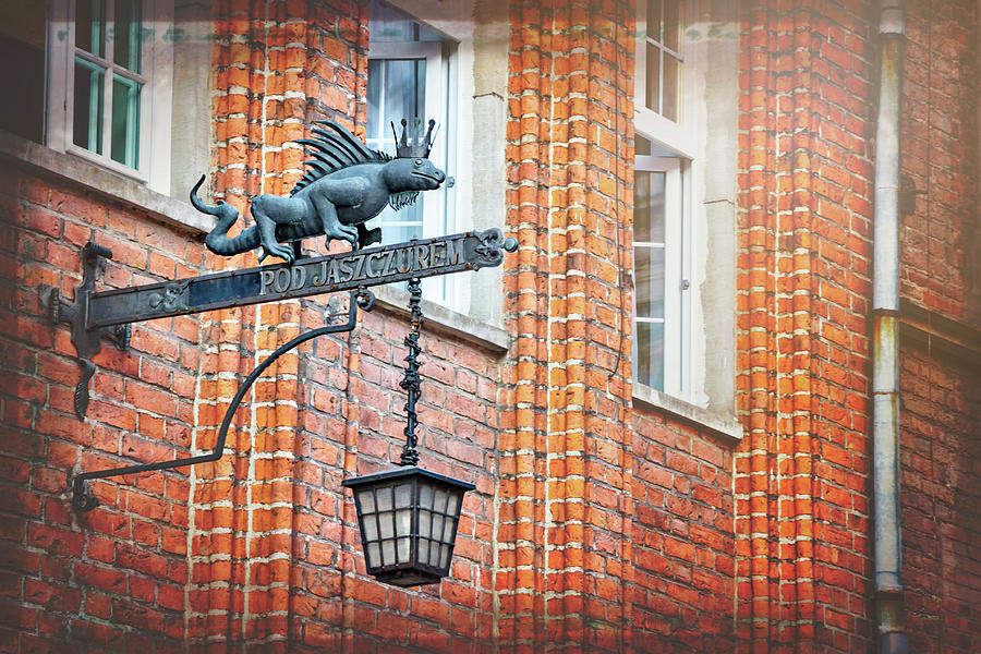 Lamp Photograph - Lizard Street Lamp in Gdansk Poland  by Carol Japp