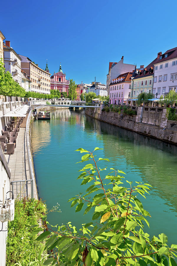 Ljubljana river and architecture vertical view Photograph by Brch Photography