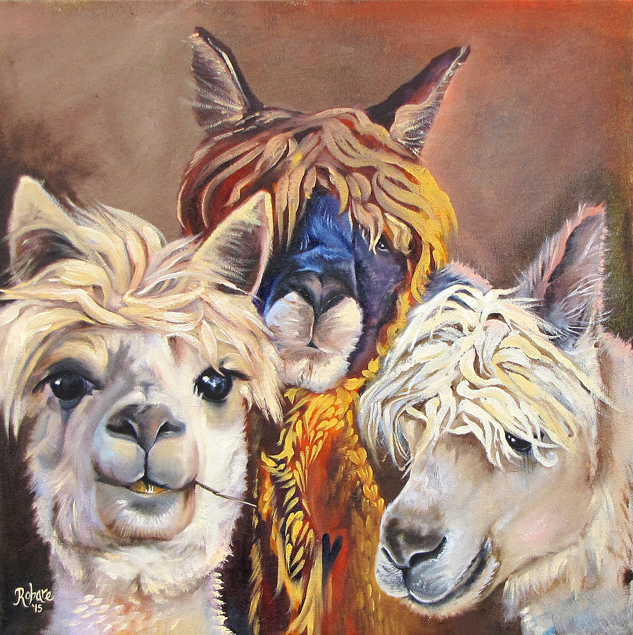 Llama Painting - Llama Love by Carole Robare