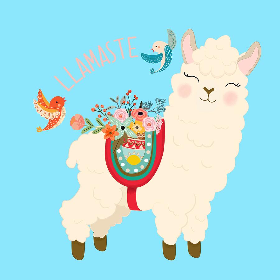 Flower Painting - Llamaste  When A Llama Offers You A Respectful Greeting by Little Bunny Sunshine