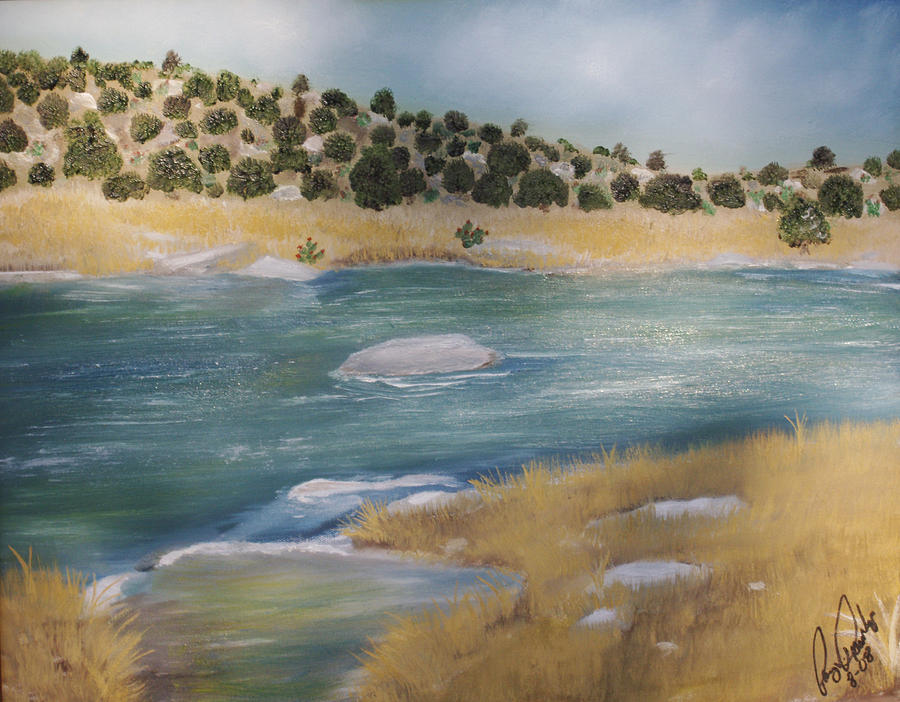 Landscape Painting - Llano River Retreat by Roger Rambo