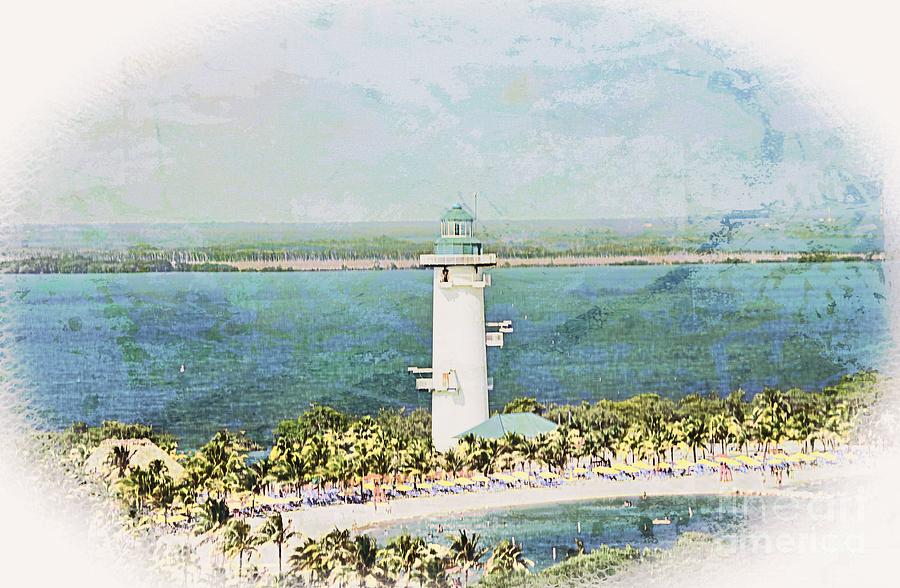 Lighthouse At Harvest Caye Photograph
