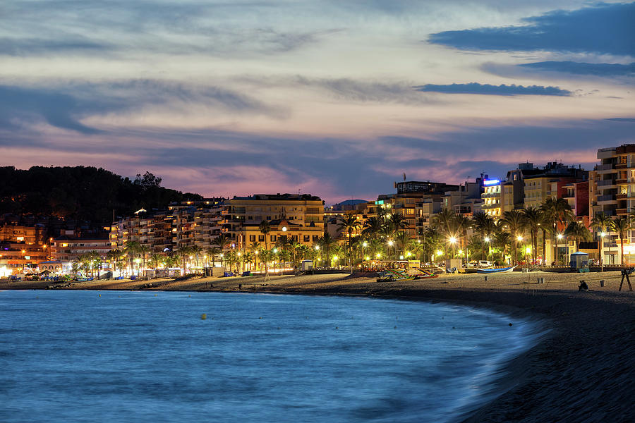 Lloret de Mar Town at Twilight in Spain Photograph by Artur Bogacki ...