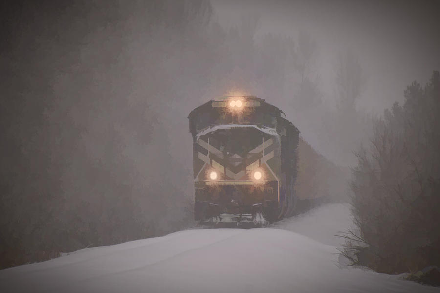 Loaded coal train in snow Photograph by Jim Pearson