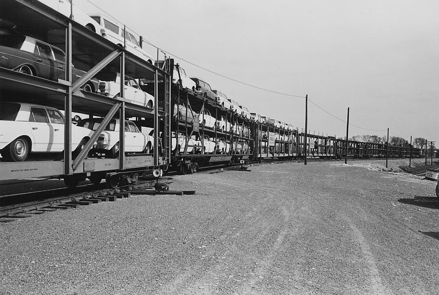 Loading Automobiles on Train in Wisconsin  Photograph by Chocago and Northwestern