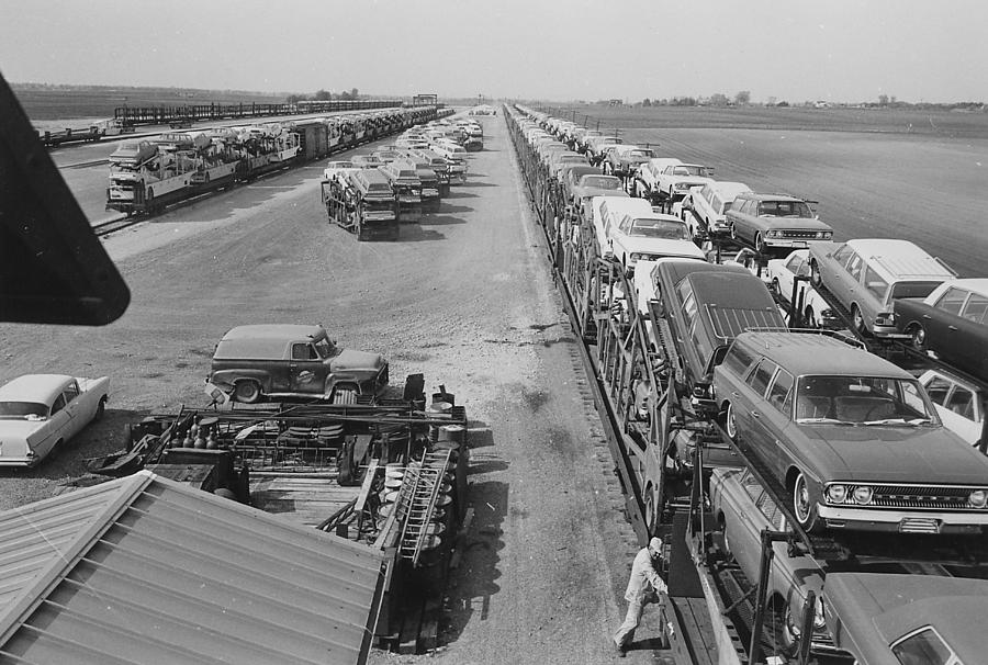 Loading Cars onto Trains in Bain Photograph by Chicago and North Western Historical Society