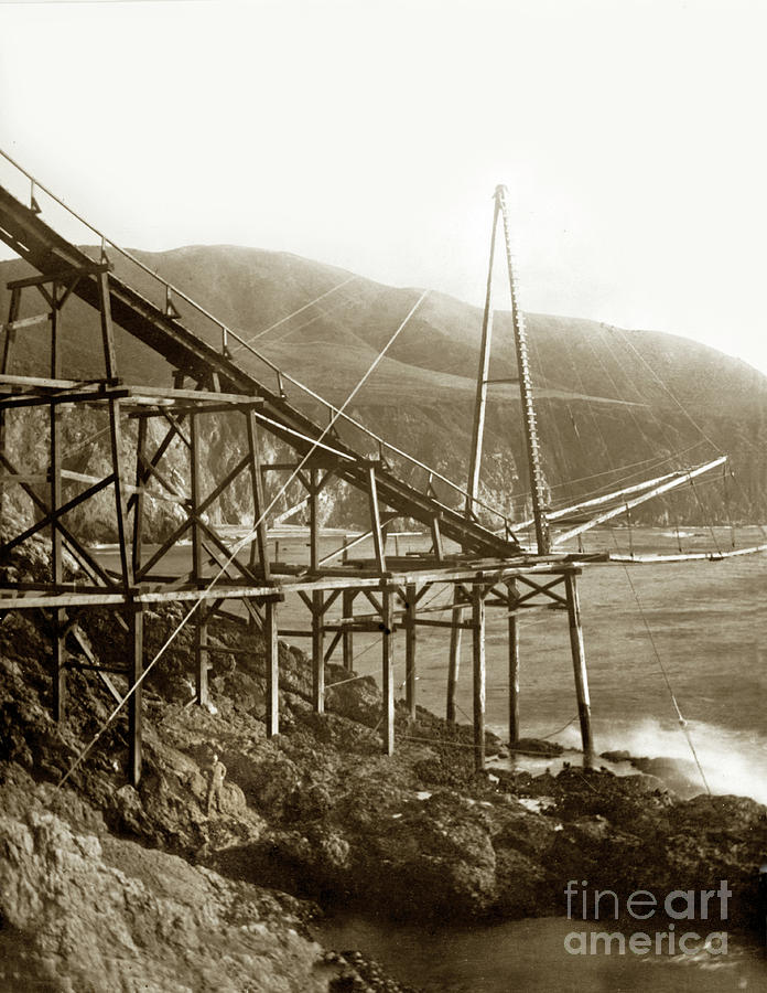 Anchorage Photograph - Loading chute at Bixby Landing and Creek Big Sur  Circa 1885 by Monterey County Historical Society