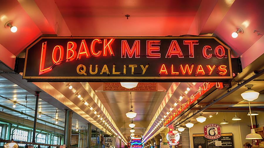 Loback Meat Co Neon Photograph by Stephen Stookey