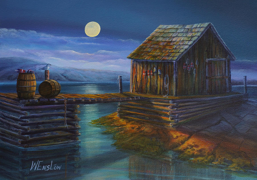 Lobster Bait Shed Painting by Wayne Enslow