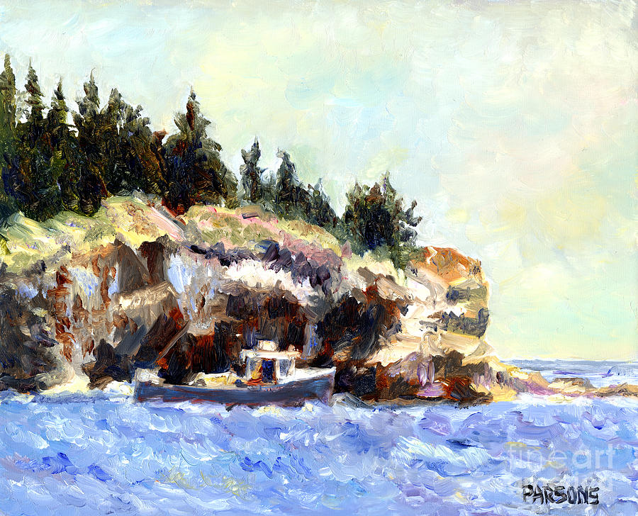 Lobster Boat in Acadia National Park Painting by Pamela Parsons
