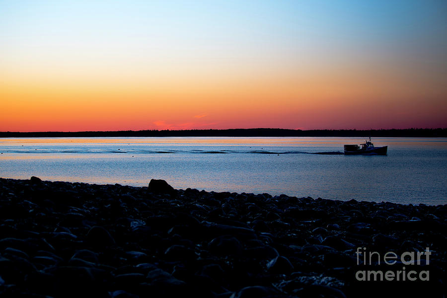 Sunset Photograph - Lobster Boat in Maine by Diane Diederich