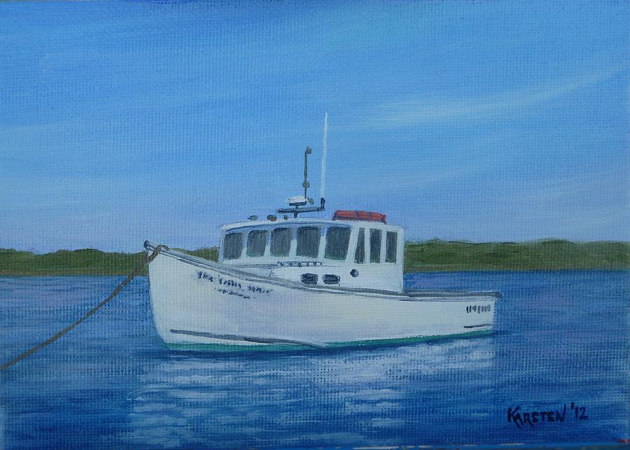 Lobster Boat on Mooring Painting by Karsten Kittelsen - Fine Art America