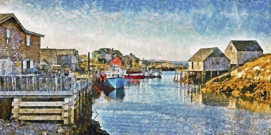 Lobster Boats at Peggys Cove in Nova Scotia Digital Art by Digital Photographic Arts