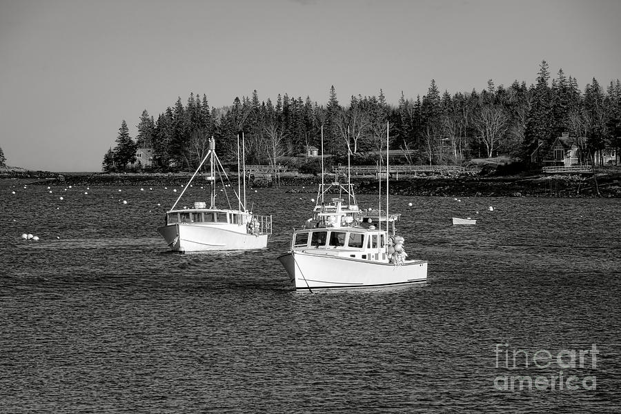 Lobster Boats on Maine Coastal Inlet Photograph by Olivier Le Queinec