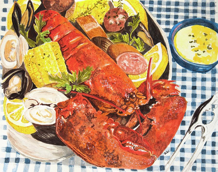 Lobster Boil 1 Painting by Bibi Gromling