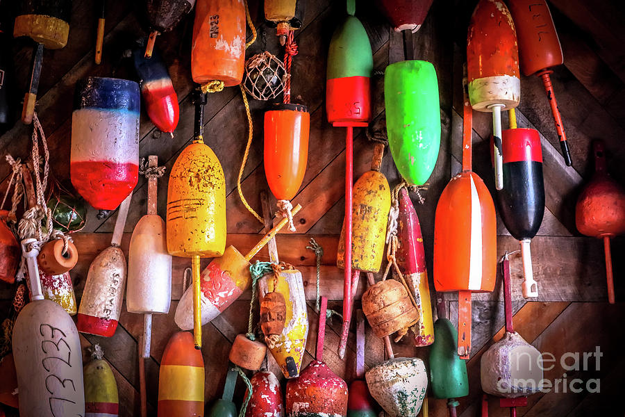 Lobster buoys display Photograph by Claudia M Photography