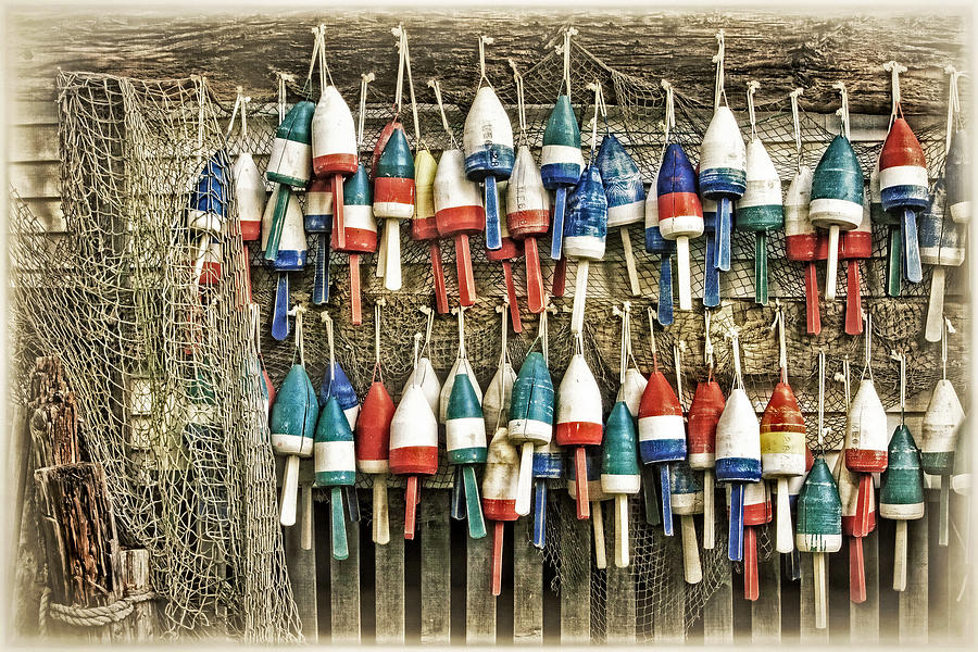 Lobster Buoys on a Shed Photograph by Carolyn Derstine