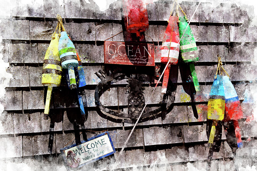 Lobster Buoys on Wall Digital Art by Peter J Sucy