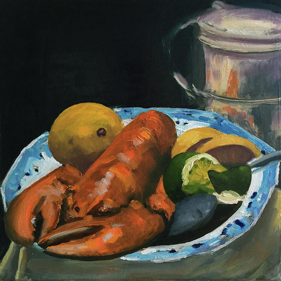 Lobster Dinner Painting by Josef Kelly