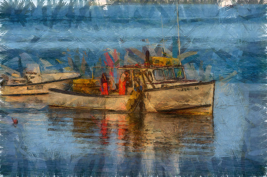 Lobster man pulling in his lobster pots Photograph by Jeff Folger