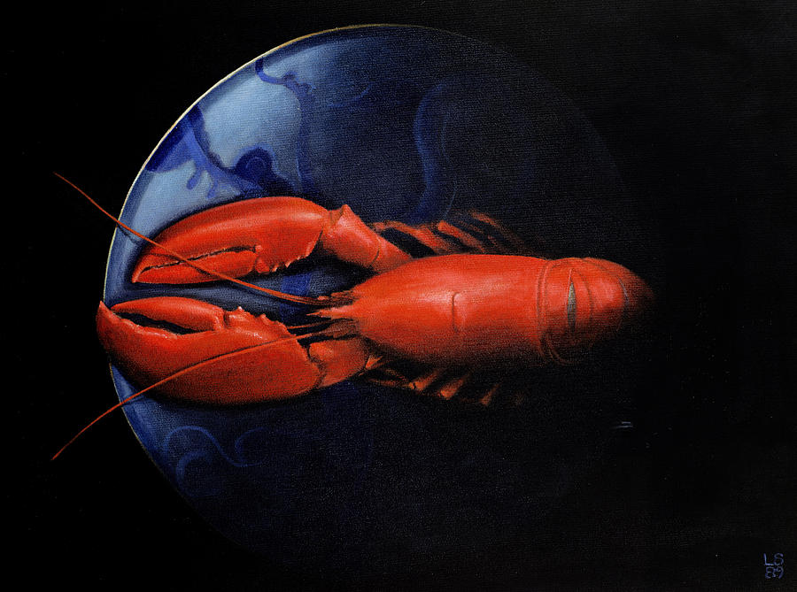 Still Life Painting - Lobster on Tiffany Plate by Lincoln Seligman