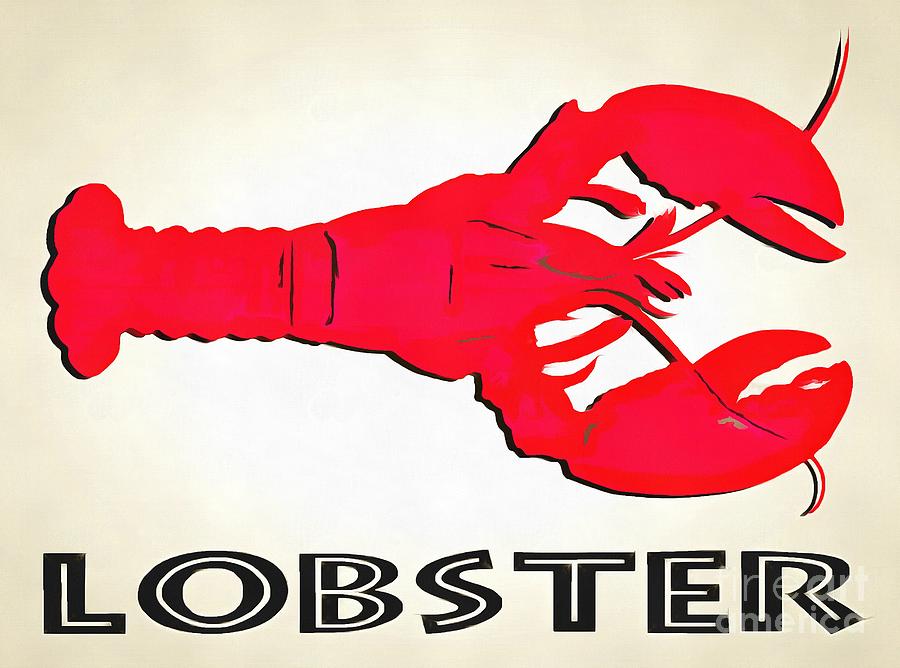Lobster Sign Folk Art Painting by Edward Fielding