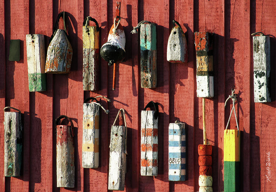 Rope Photograph - Lobster Trap Markers Motif Rockport Massachusetts by Michelle Constantine