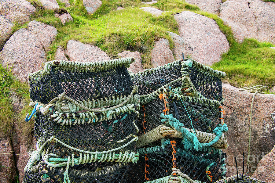 Lobster Traps and Granite Rock Photograph by Bob Phillips