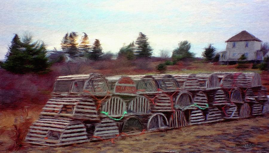 Lobster Traps Painting by Jeffrey Kolker