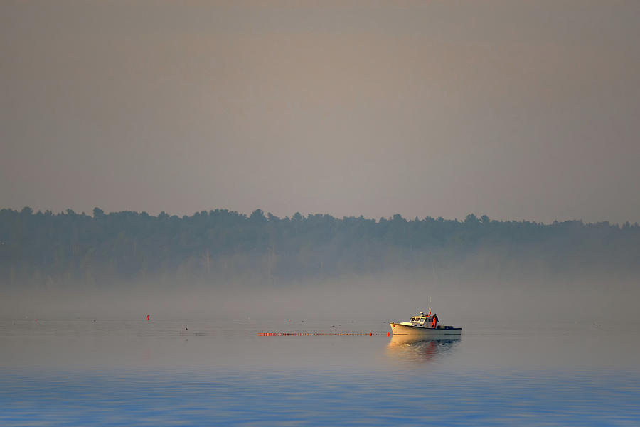 Boat Photograph - Lobstering in the Mist by Rick Berk