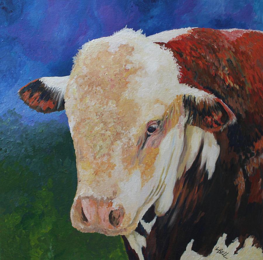 Local Hereford Bull Painting by Leonie Bell