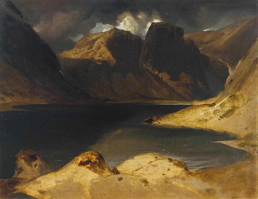 Lake Painting - Loch Avon and the Cairngorm Mountains by Edwin Henry Landseer