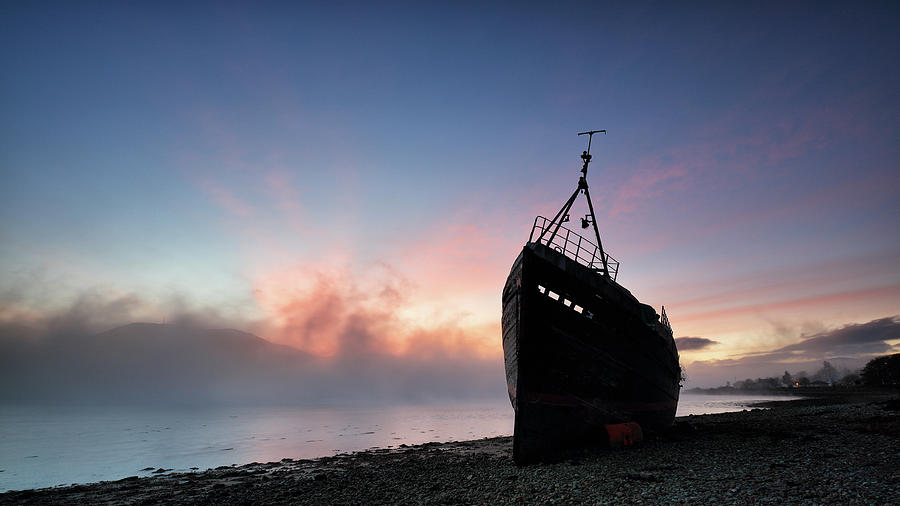 Loch Linnhe Misty Shipwreck Photograph by Grant Glendinning