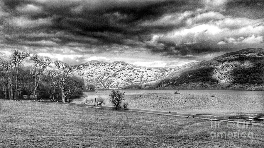 Loch Lomond at Tarbet in Greyscale Photograph by Joan-Violet Stretch