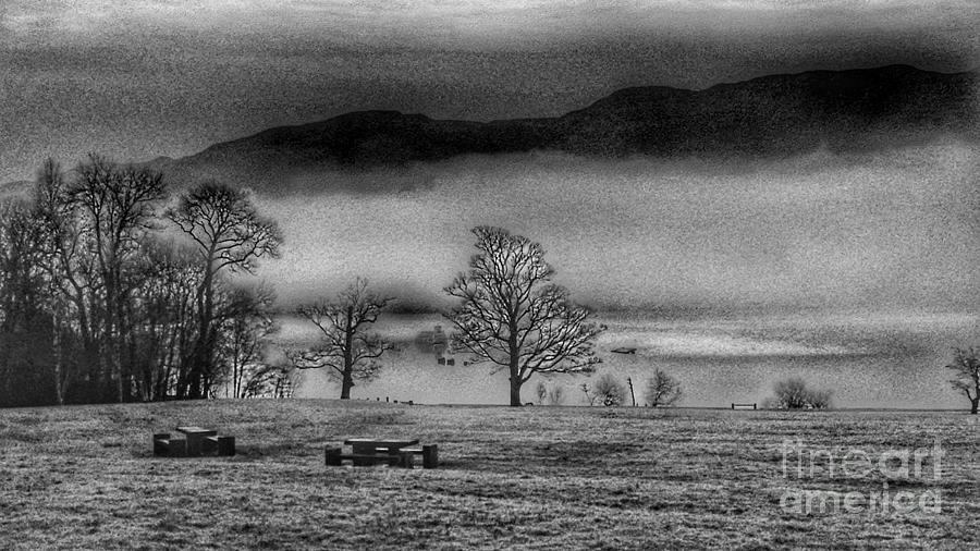 Loch Lomond Mists in Greyscale Photograph by Joan-Violet Stretch