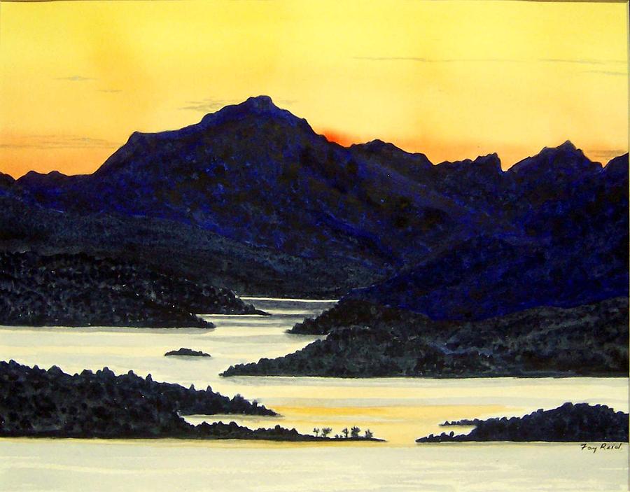 Mountain Painting - Lochlomond Sunset by Fay Reid
