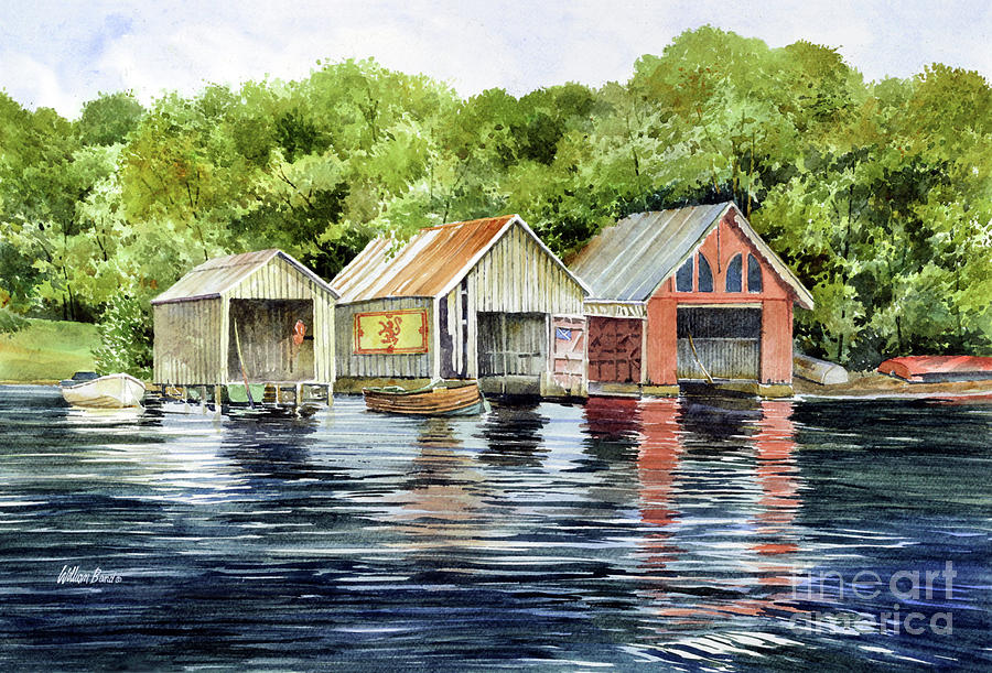 Lochness Boathouses Painting by William Band