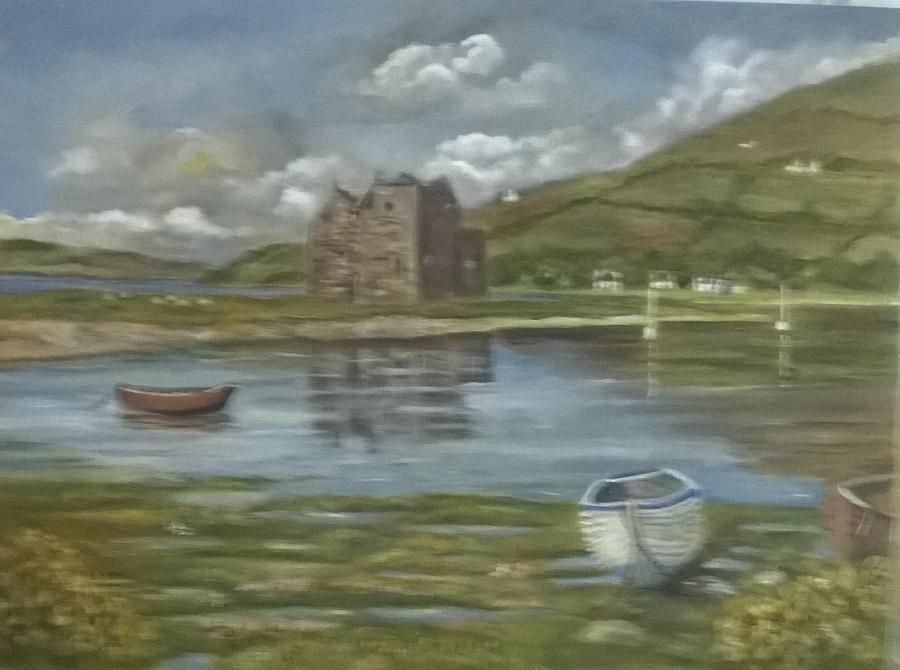 Landscape Painting - Lochranza Isle Of Arran Scotland  by John Bowie