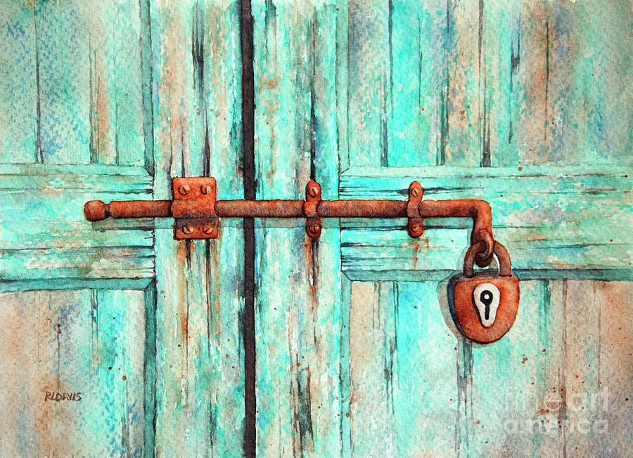 Lock and Key Painting by Rebecca Davis