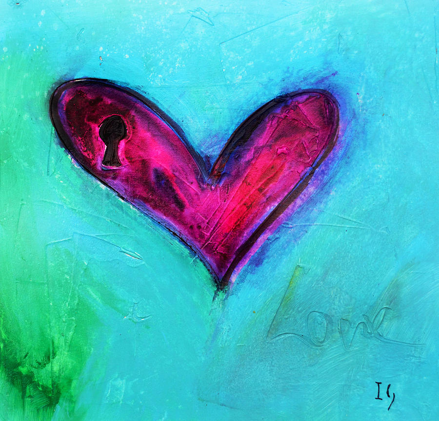 Locked Pink Heart Painting by Ivan Guaderrama